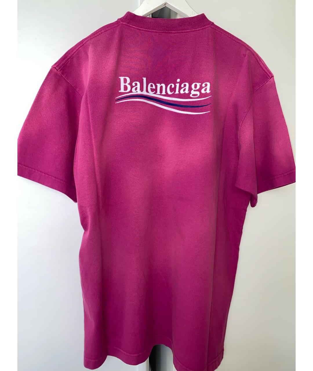 BALENCIAGA Розовая хлопковая футболка, фото 3