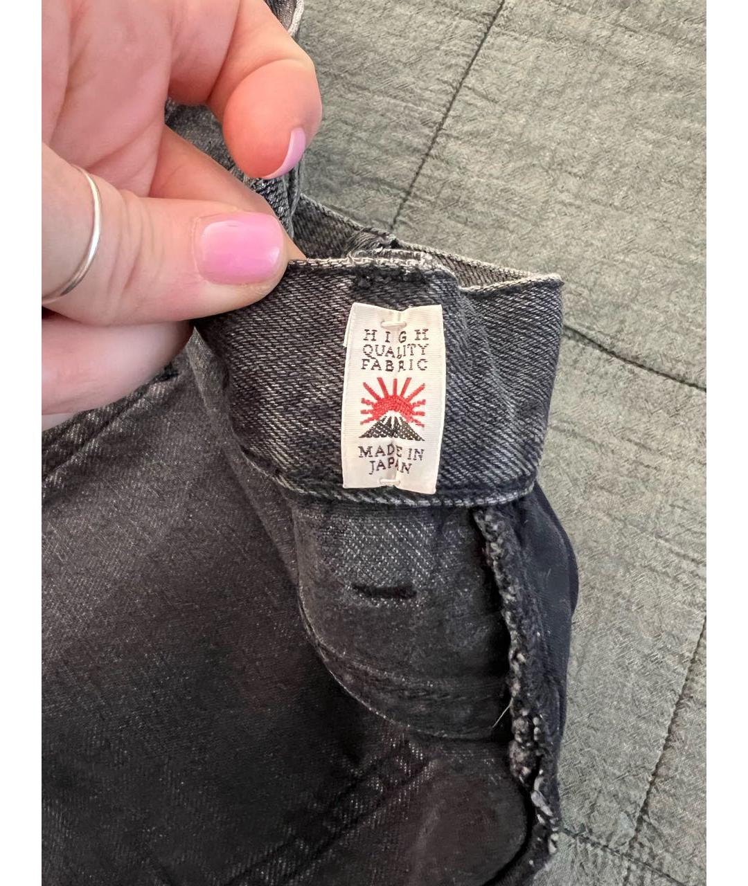 GOLDEN GOOSE DELUXE BRAND Антрацитовые хлопковые прямые джинсы, фото 5