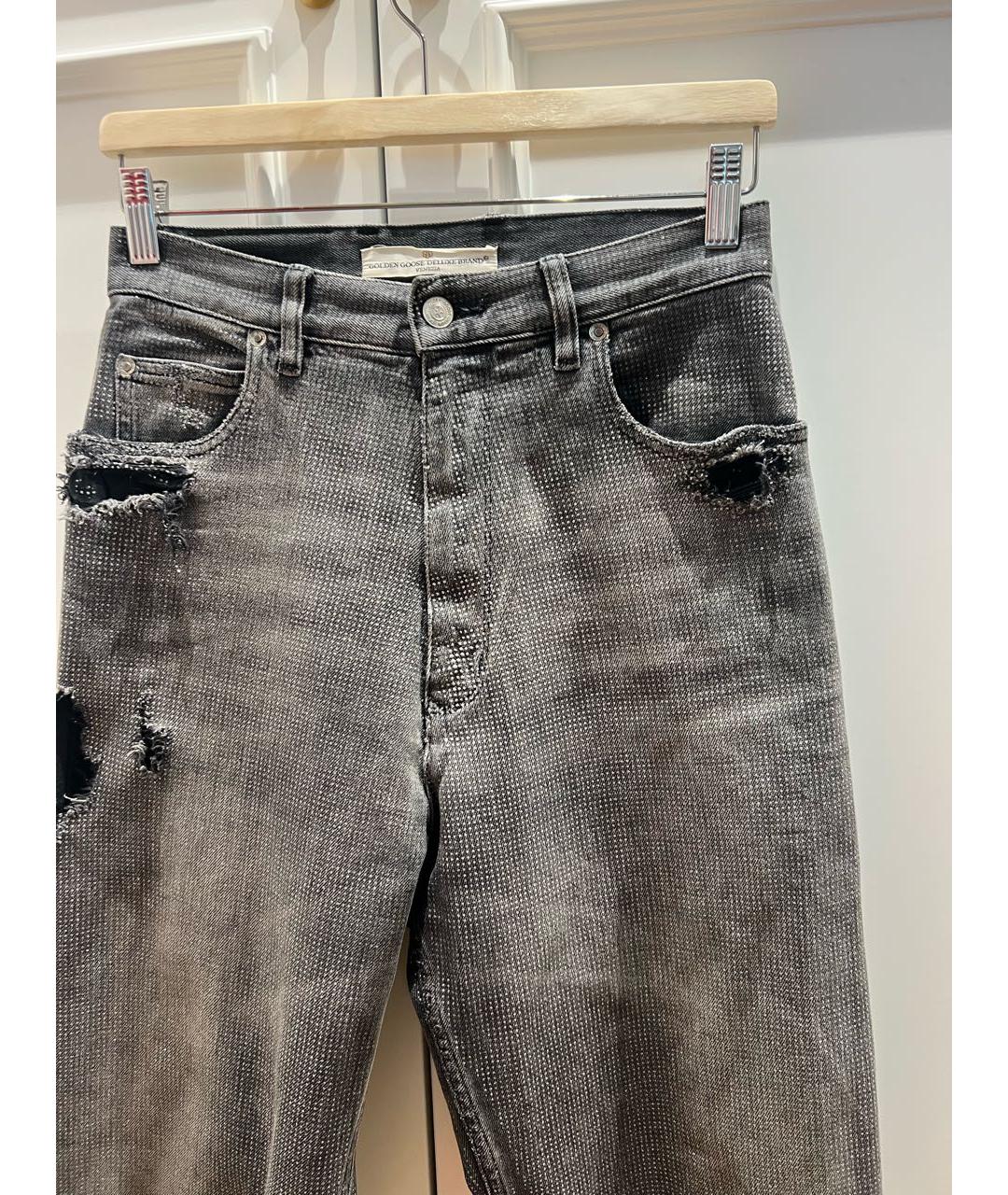 GOLDEN GOOSE DELUXE BRAND Антрацитовые хлопковые прямые джинсы, фото 8