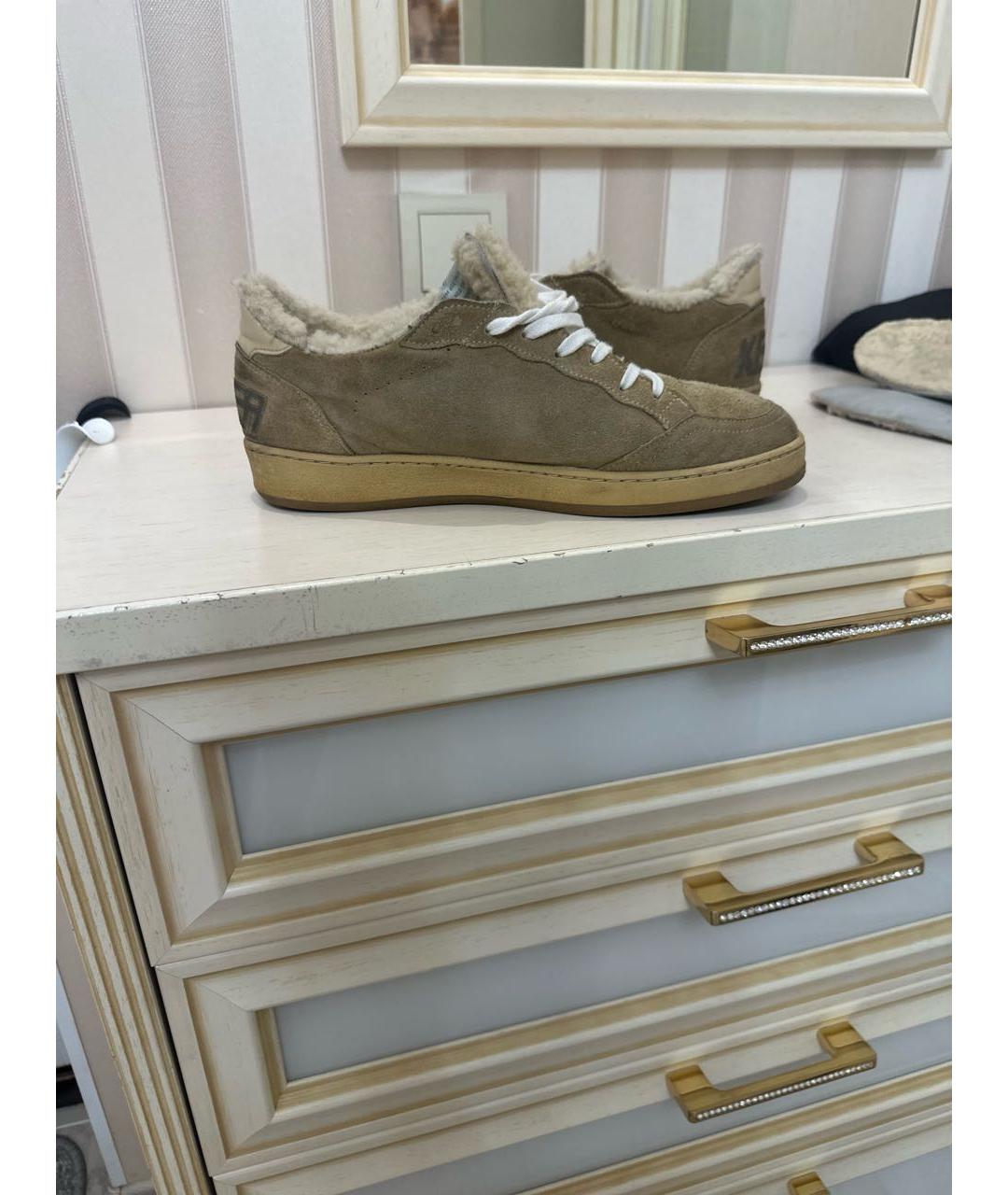 GOLDEN GOOSE DELUXE BRAND Бежевые замшевые низкие кроссовки / кеды, фото 5