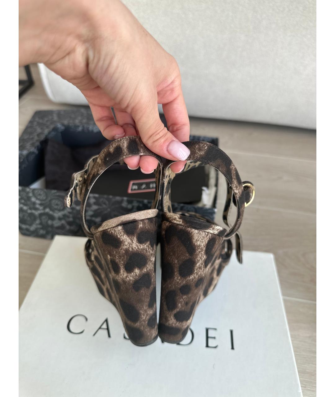 DOLCE&GABBANA Коричневые текстильные босоножки, фото 3