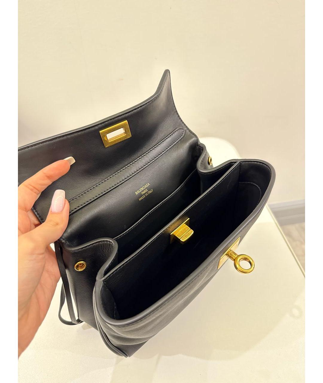 BALENCIAGA Черная кожаная сумка тоут, фото 5