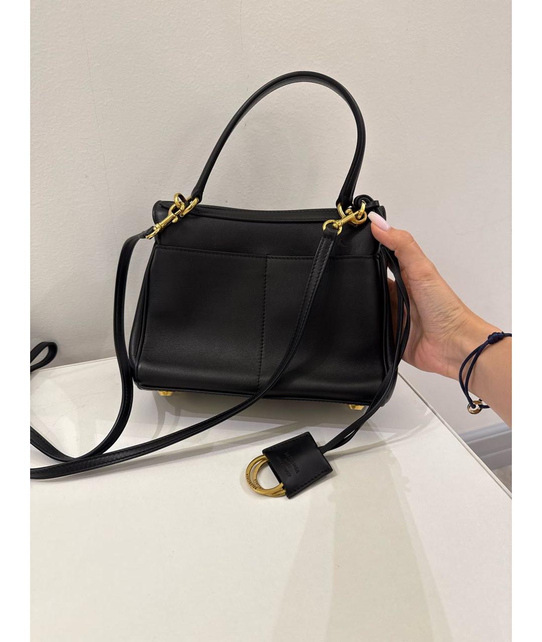BALENCIAGA Черная кожаная сумка тоут, фото 4