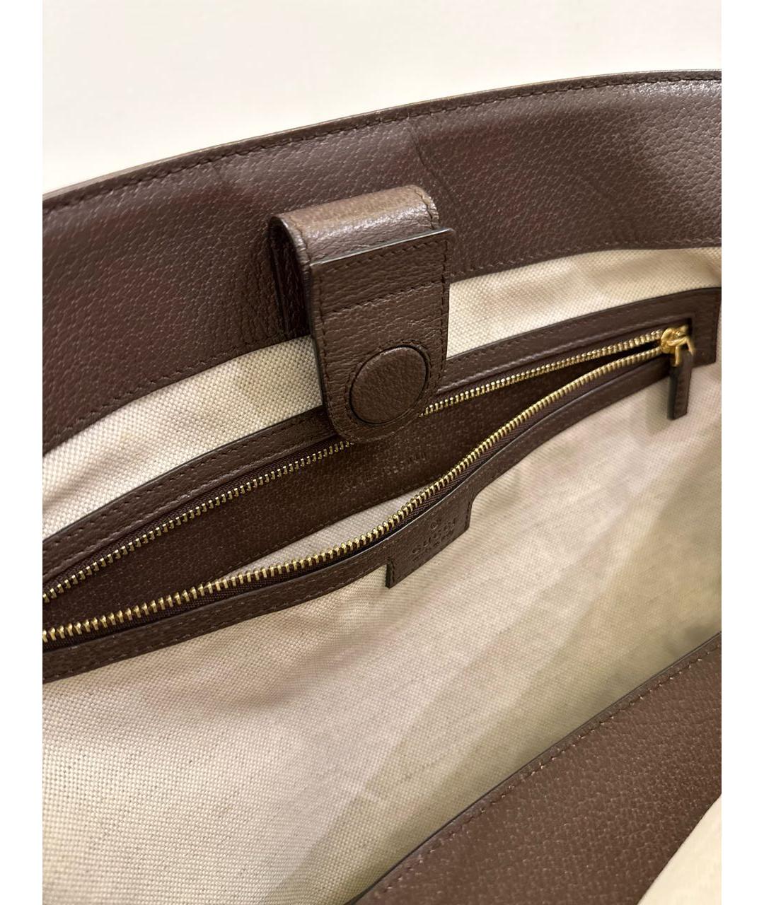 GUCCI Коричневая жаккардовая сумка тоут, фото 5