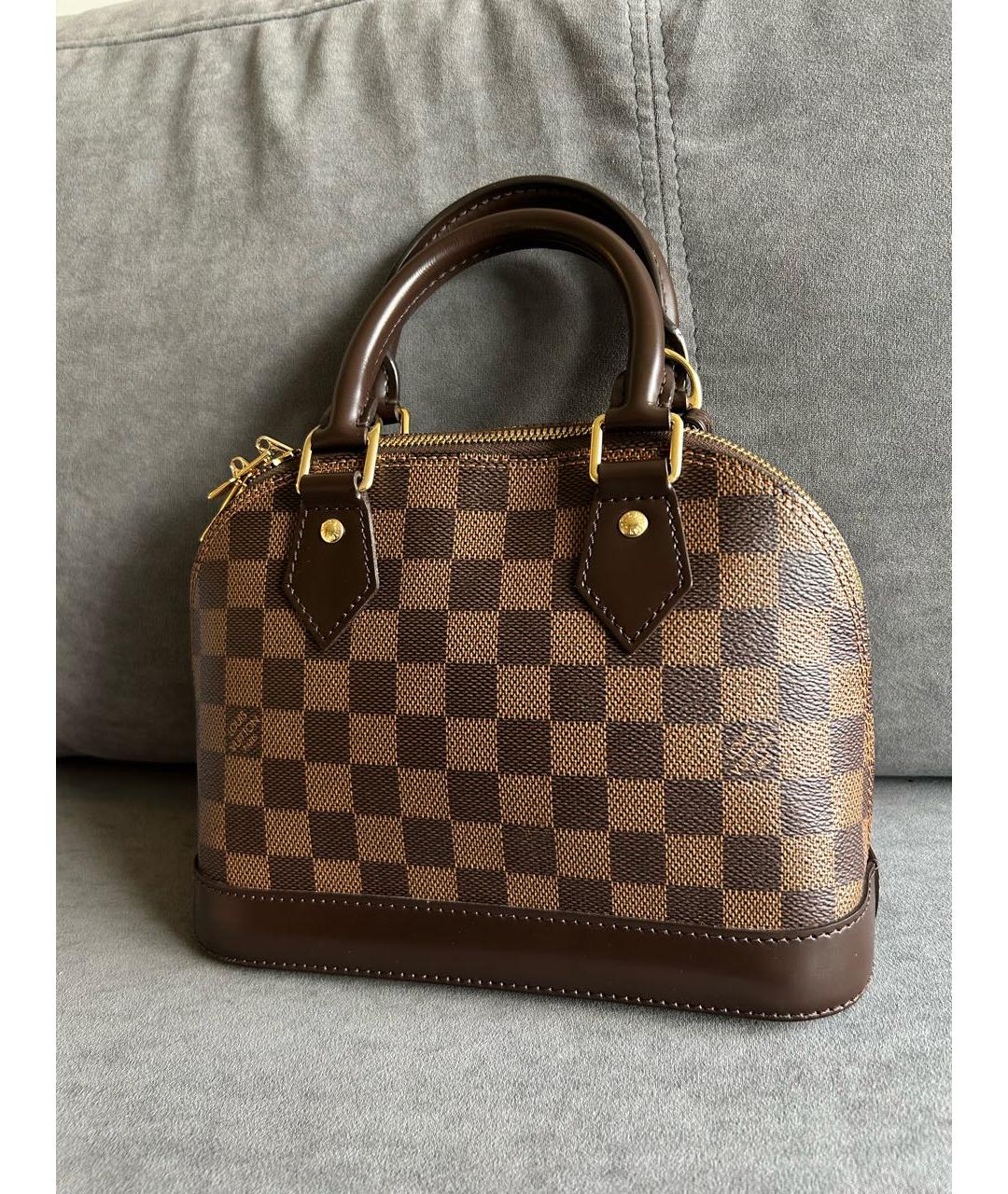 LOUIS VUITTON Коричневая кожаная сумка с короткими ручками, фото 3