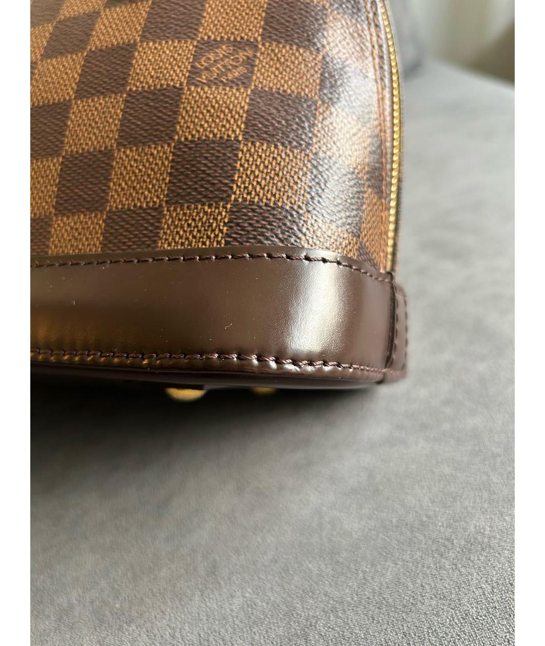 LOUIS VUITTON Коричневая кожаная сумка с короткими ручками, фото 7