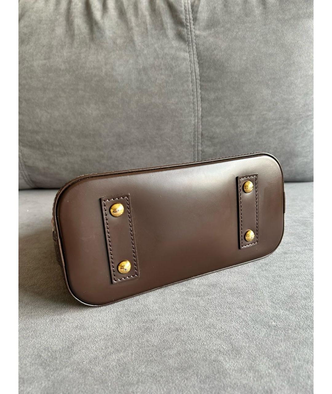 LOUIS VUITTON Коричневая кожаная сумка с короткими ручками, фото 5