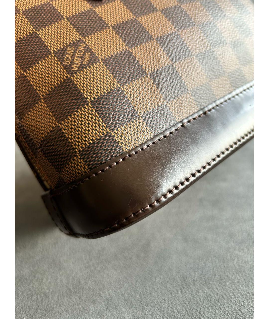 LOUIS VUITTON Коричневая кожаная сумка с короткими ручками, фото 6