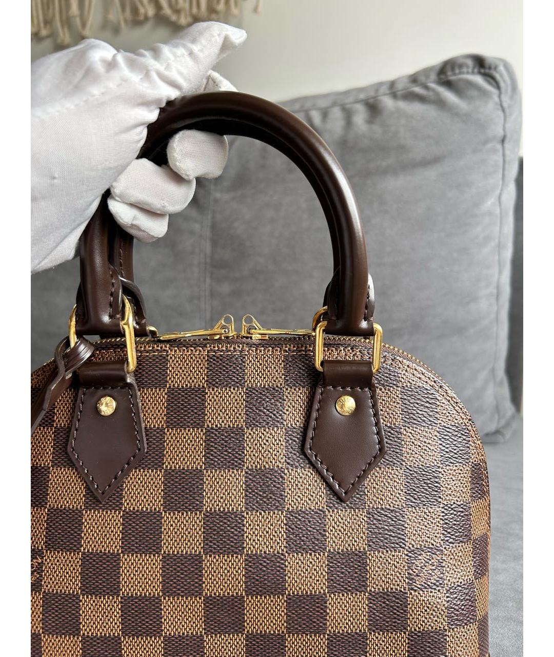 LOUIS VUITTON Коричневая кожаная сумка с короткими ручками, фото 2