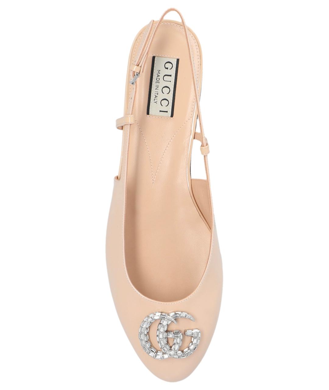 GUCCI Бежевые балетки из лакированной кожи, фото 4