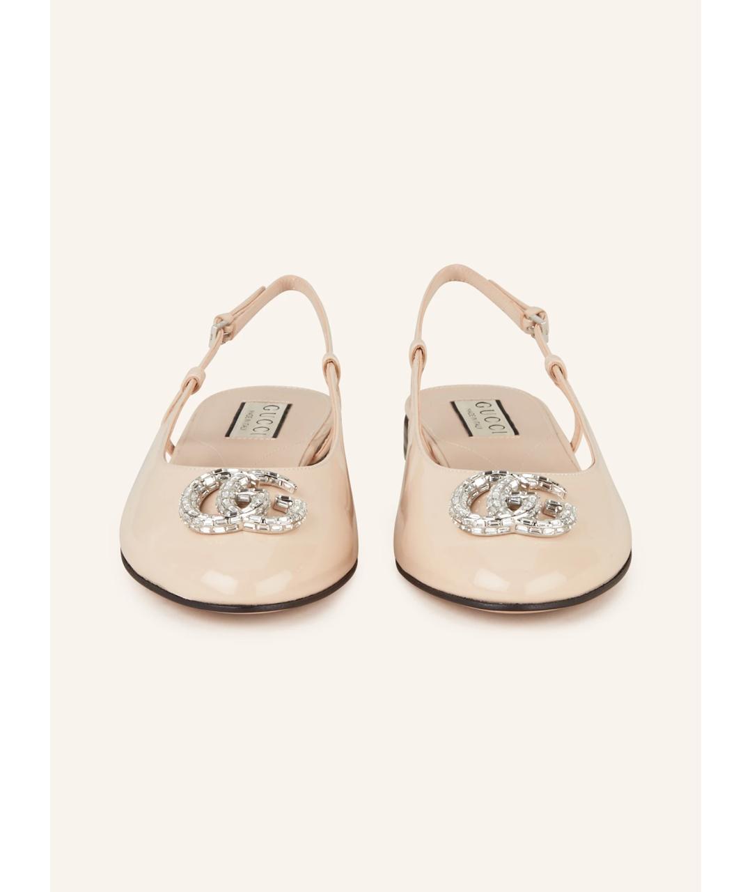 GUCCI Бежевые балетки из лакированной кожи, фото 6