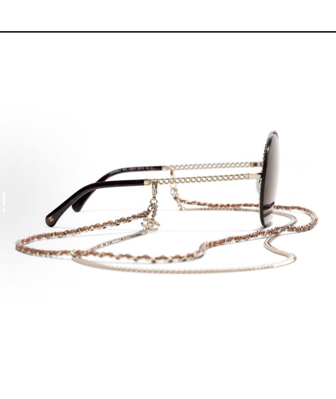 CHANEL Коричневые металлические солнцезащитные очки, фото 2