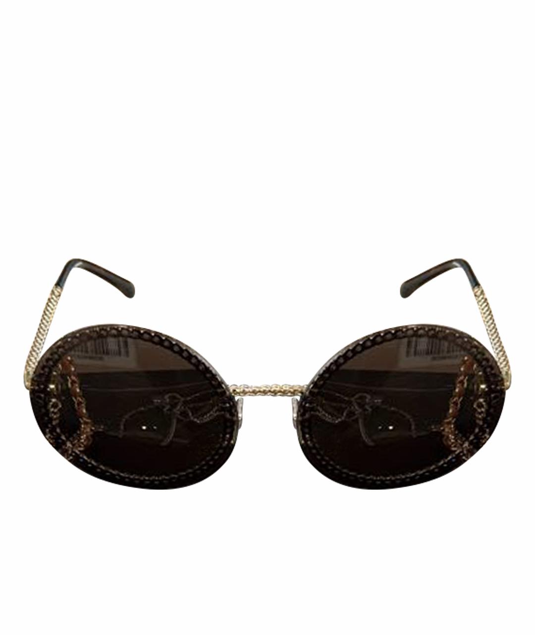 CHANEL Коричневые металлические солнцезащитные очки, фото 1