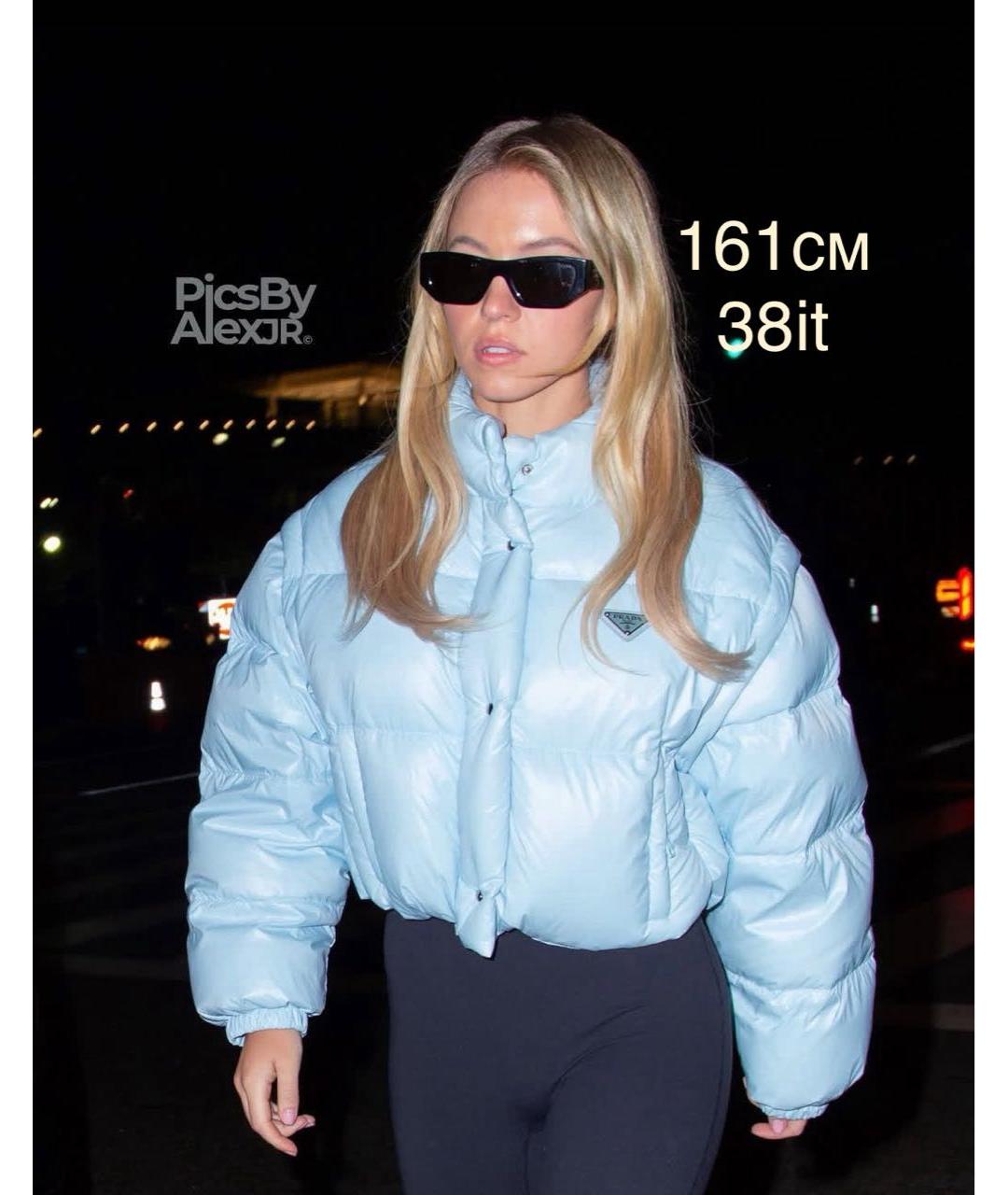 PRADA Голубой полиамидовый пуховик, фото 7