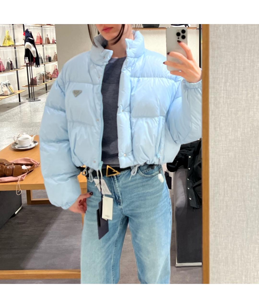 PRADA Голубой полиамидовый пуховик, фото 8