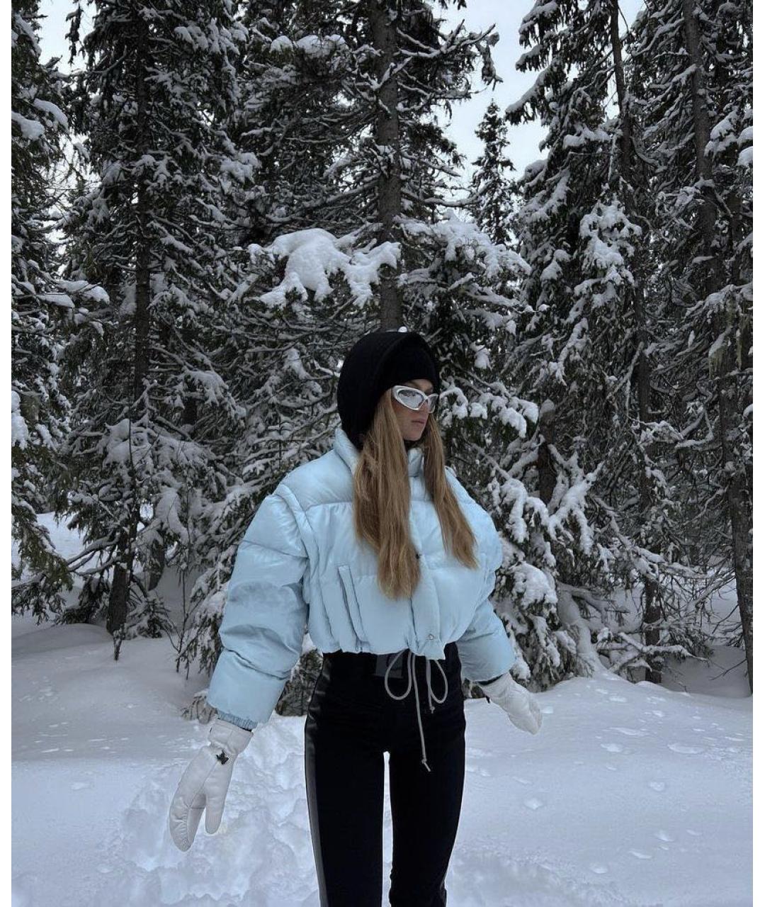 PRADA Голубой полиамидовый пуховик, фото 3