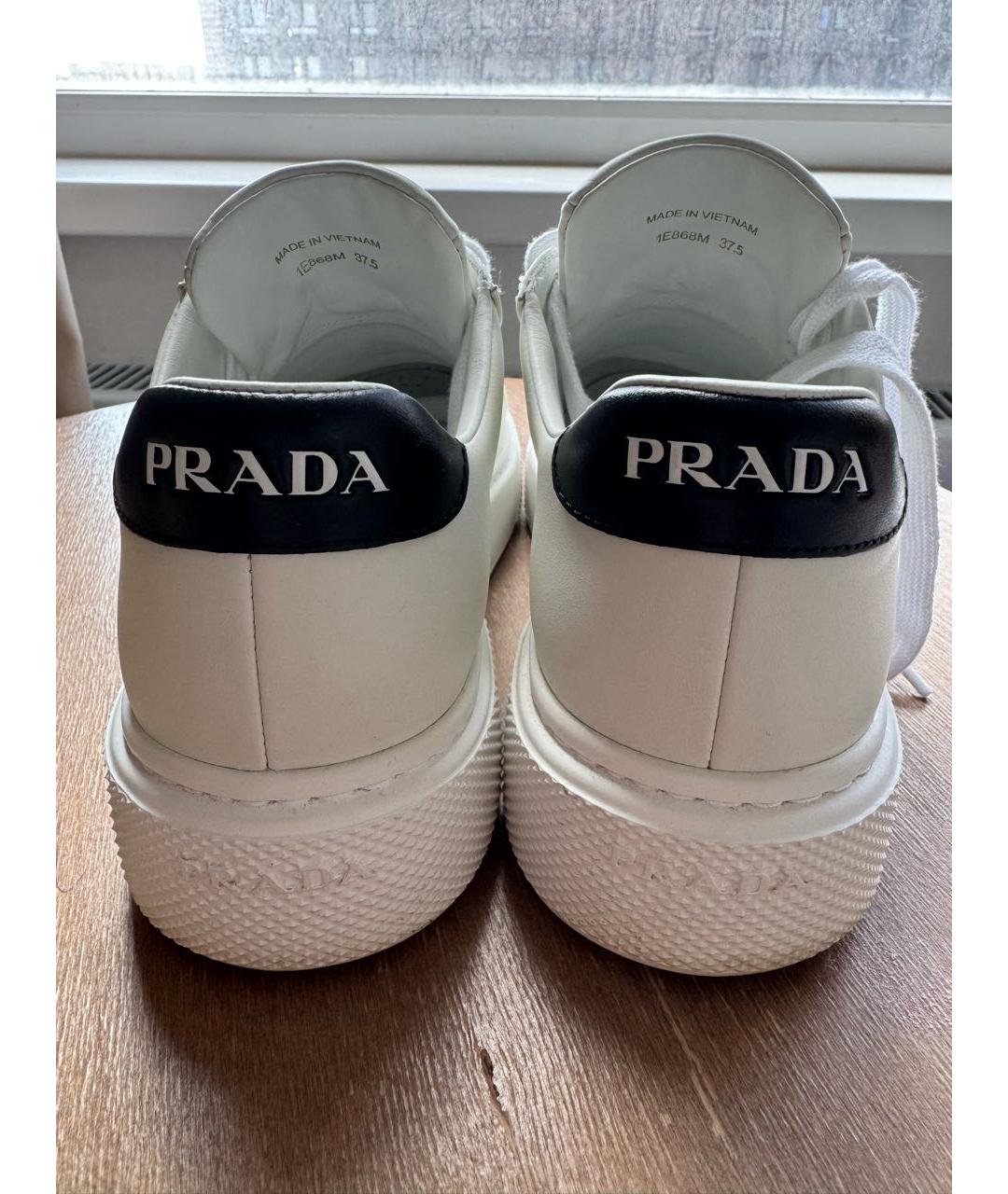 PRADA Белые кожаные кеды, фото 5