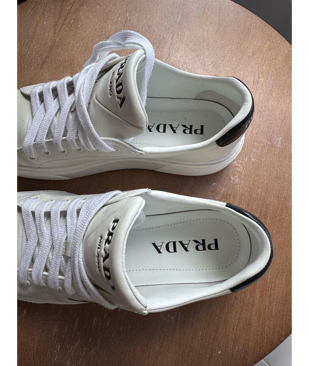 PRADA Белые кожаные кеды, фото 4