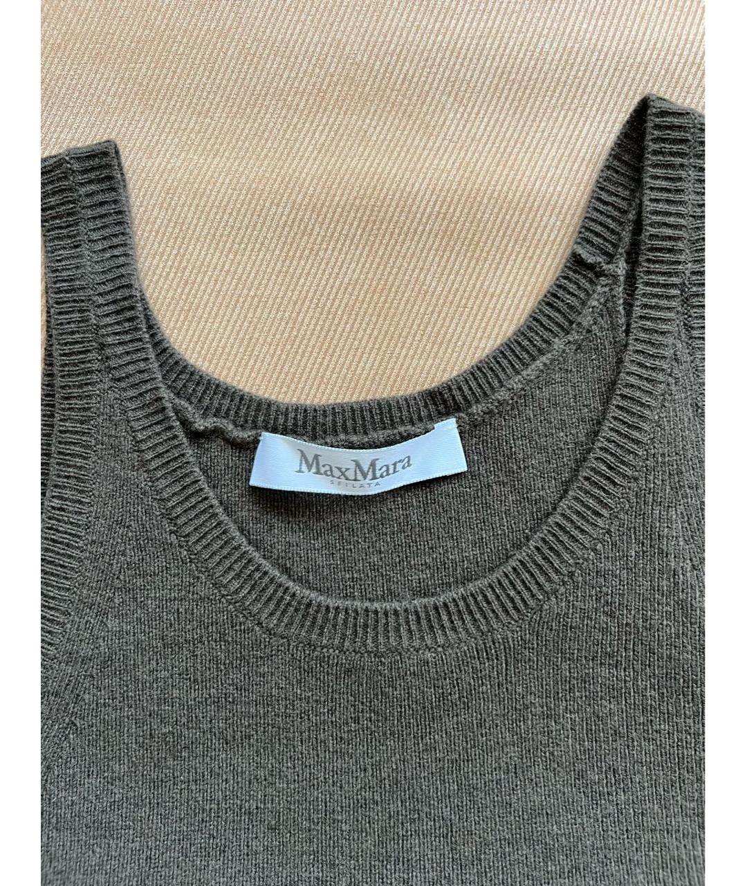 MAX MARA Хаки шерстяная майка, фото 2