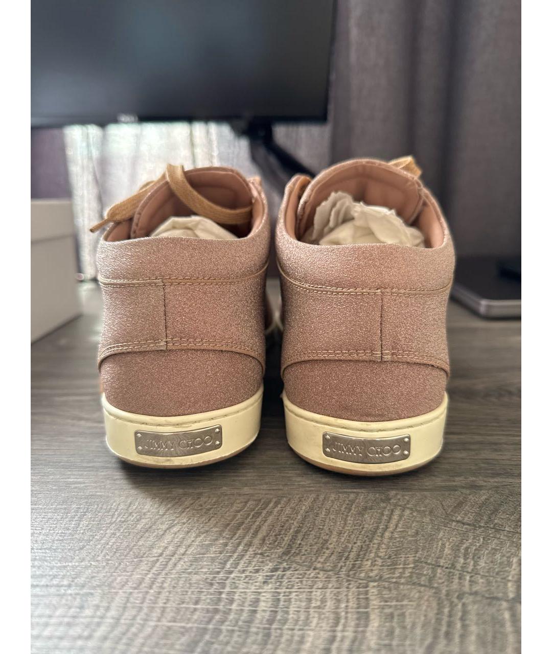 JIMMY CHOO Розовые кожаные кроссовки, фото 4
