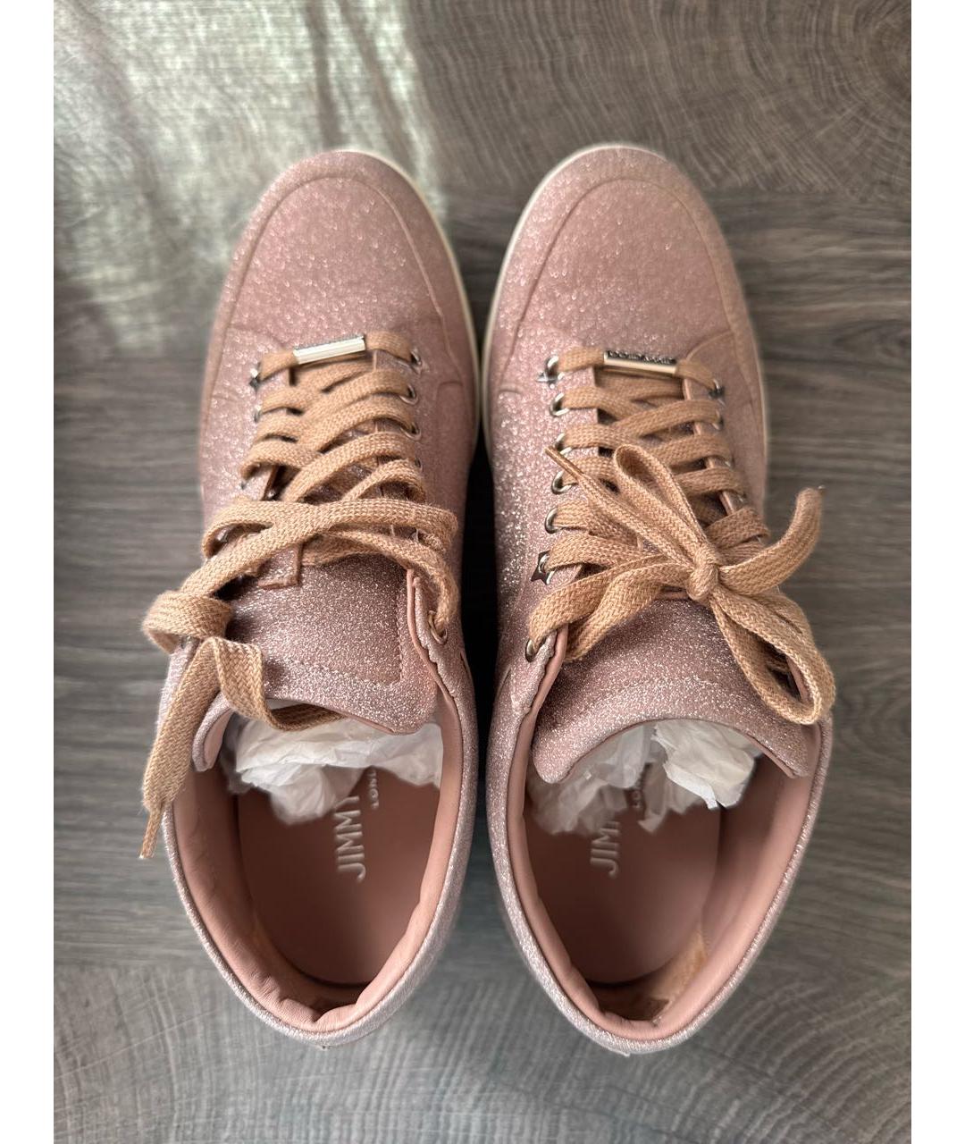 JIMMY CHOO Розовые кожаные кроссовки, фото 3