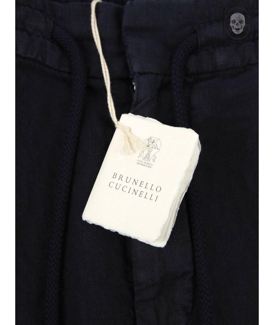 BRUNELLO CUCINELLI Темно-синие льняные шорты, фото 3