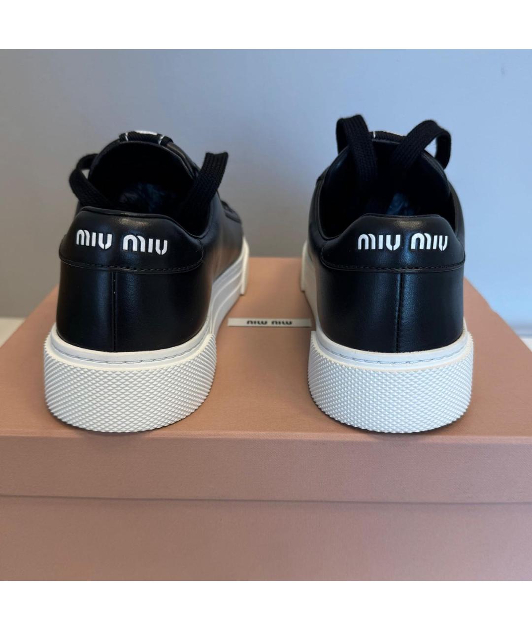 MIU MIU Черные кожаные кеды, фото 3