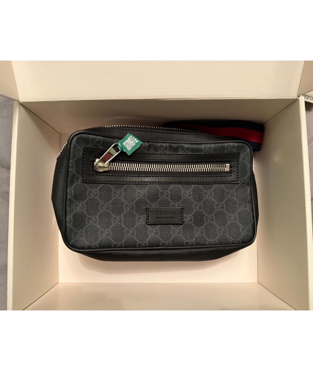 GUCCI Черная кожаная поясная сумка, фото 2