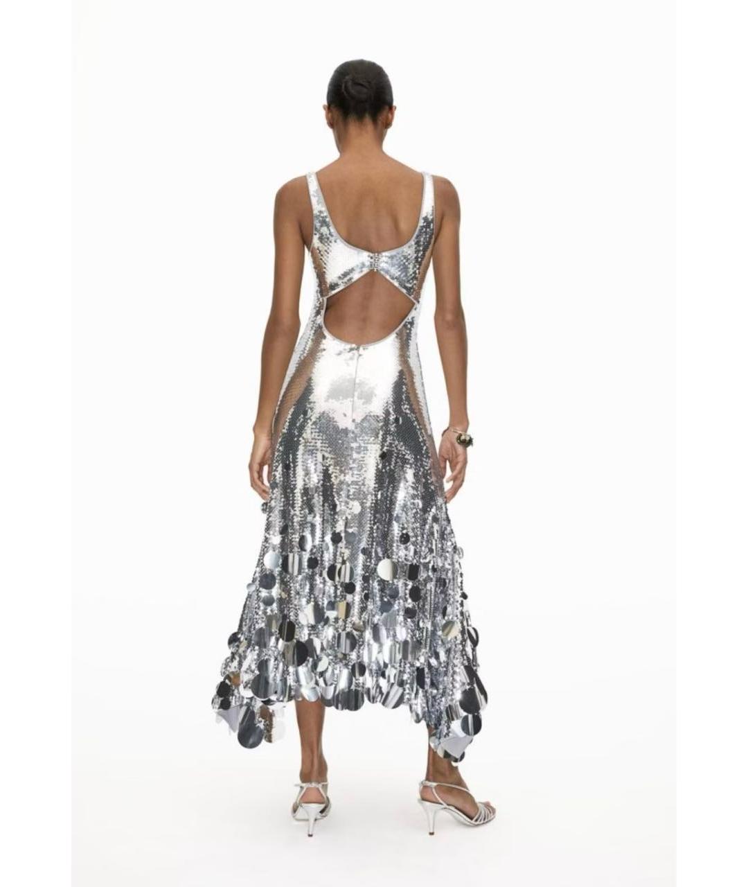 PACO RABANNE Серебряное вечернее платье, фото 4