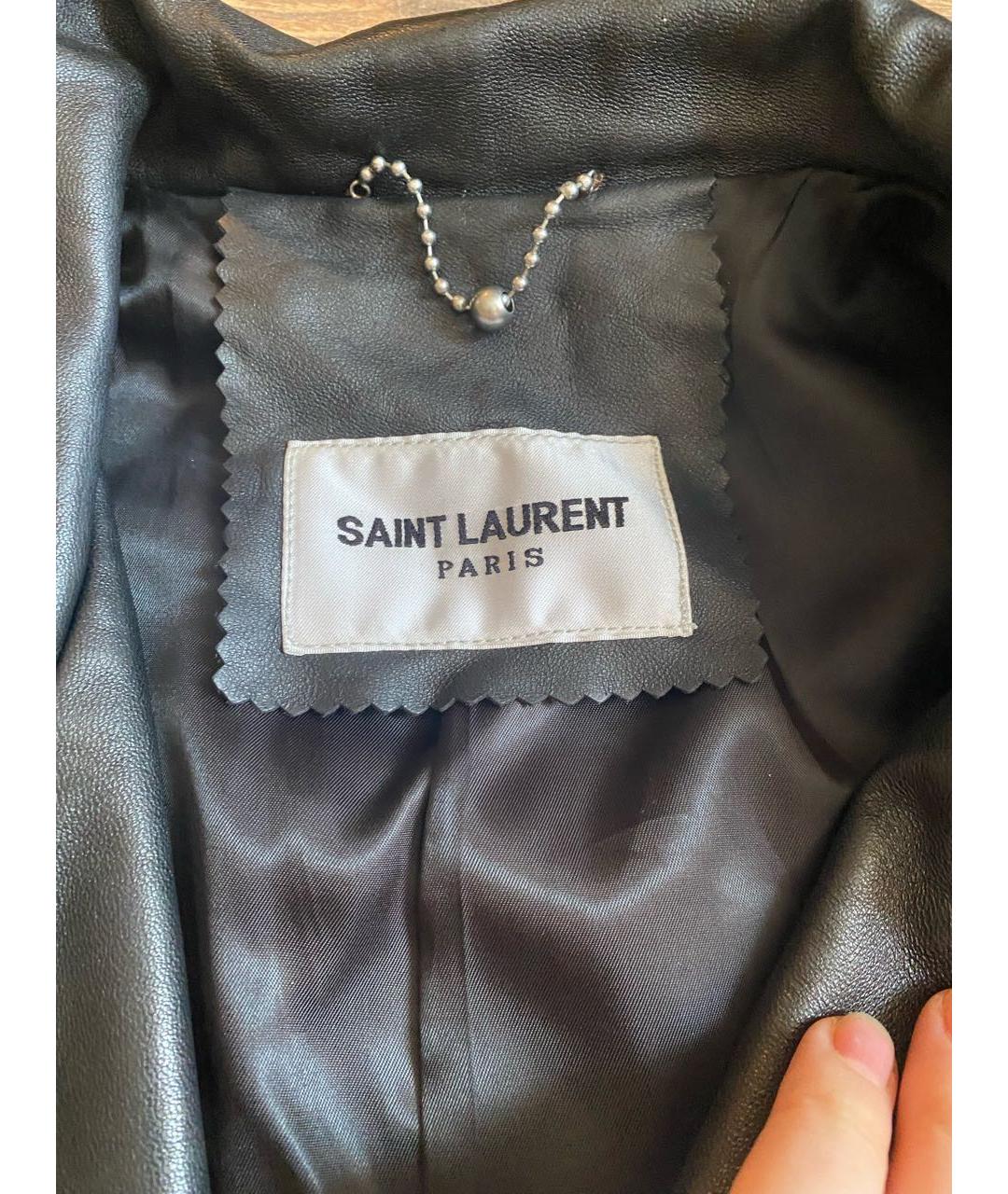 SAINT LAURENT Черная кожаная куртка, фото 3