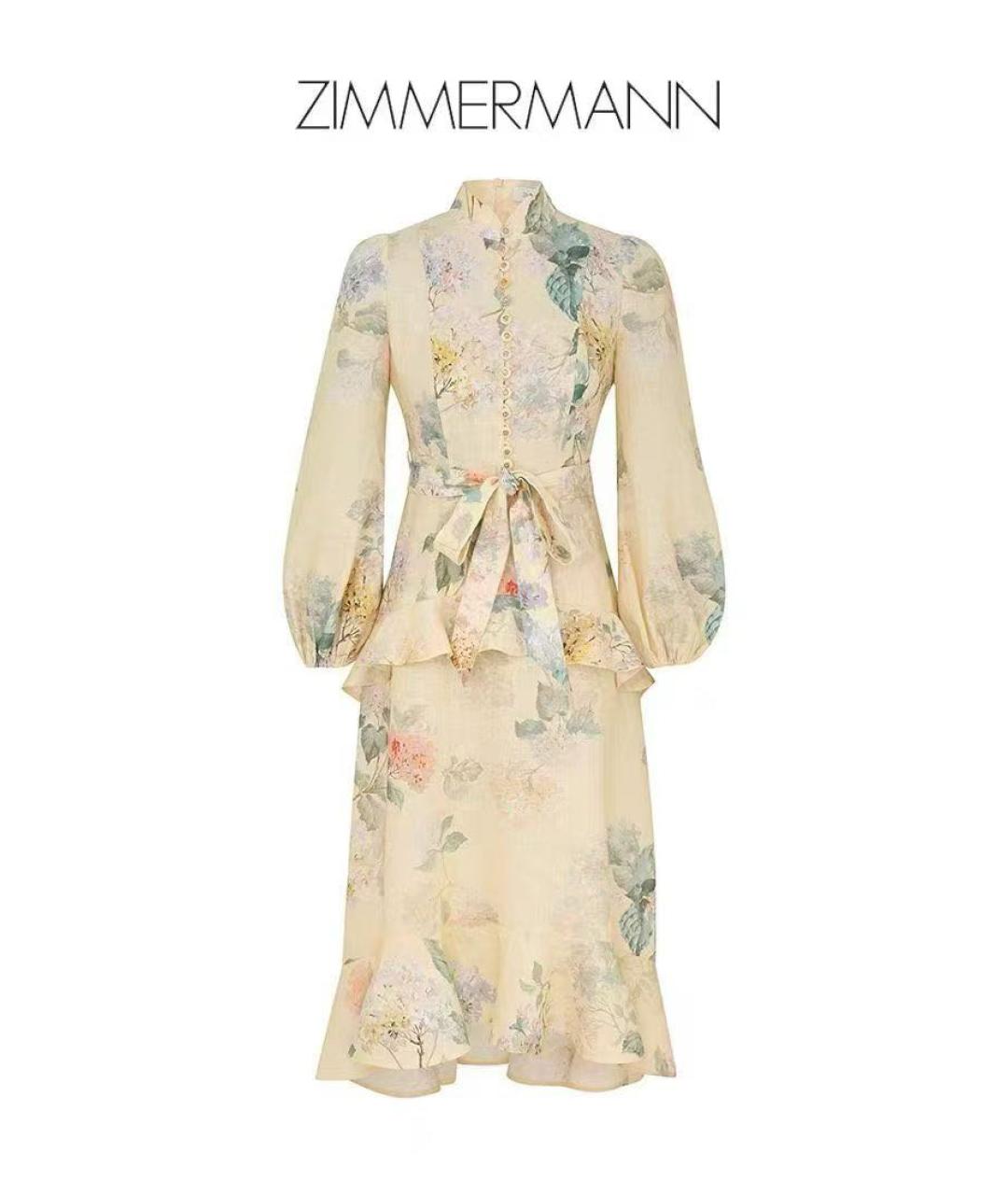 ZIMMERMANN Мульти льняное повседневное платье, фото 9