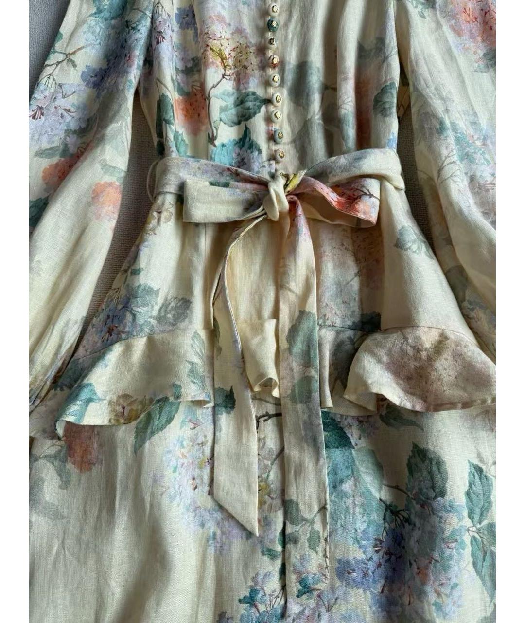 ZIMMERMANN Мульти льняное повседневное платье, фото 8