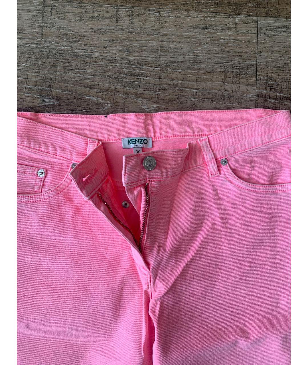 KENZO Розовые хлопковые прямые джинсы, фото 3