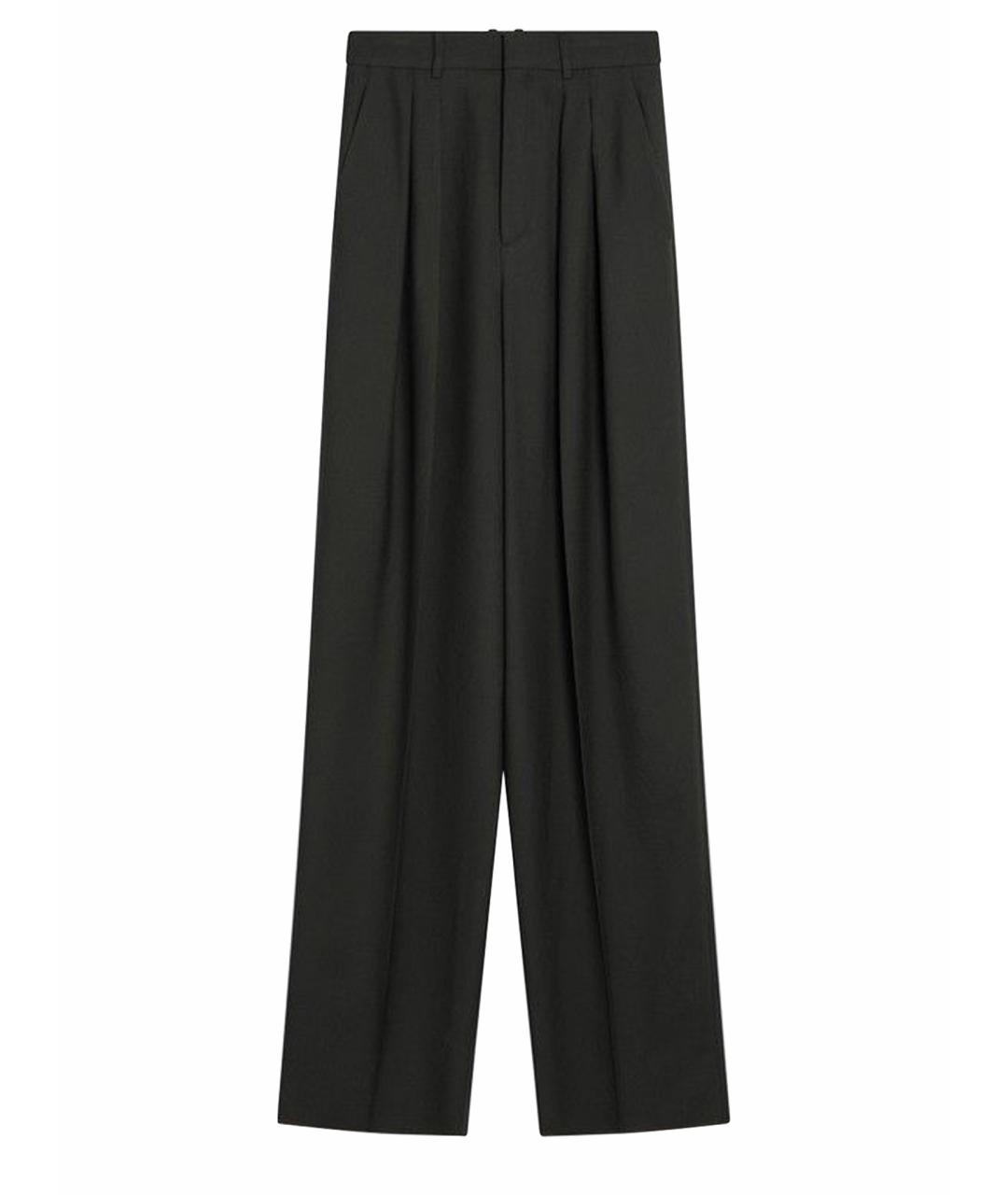 SAINT LAURENT Хаки шерстяные прямые брюки, фото 1