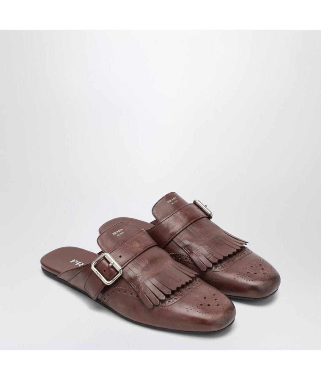 PRADA Коричневые кожаные мюли, фото 2