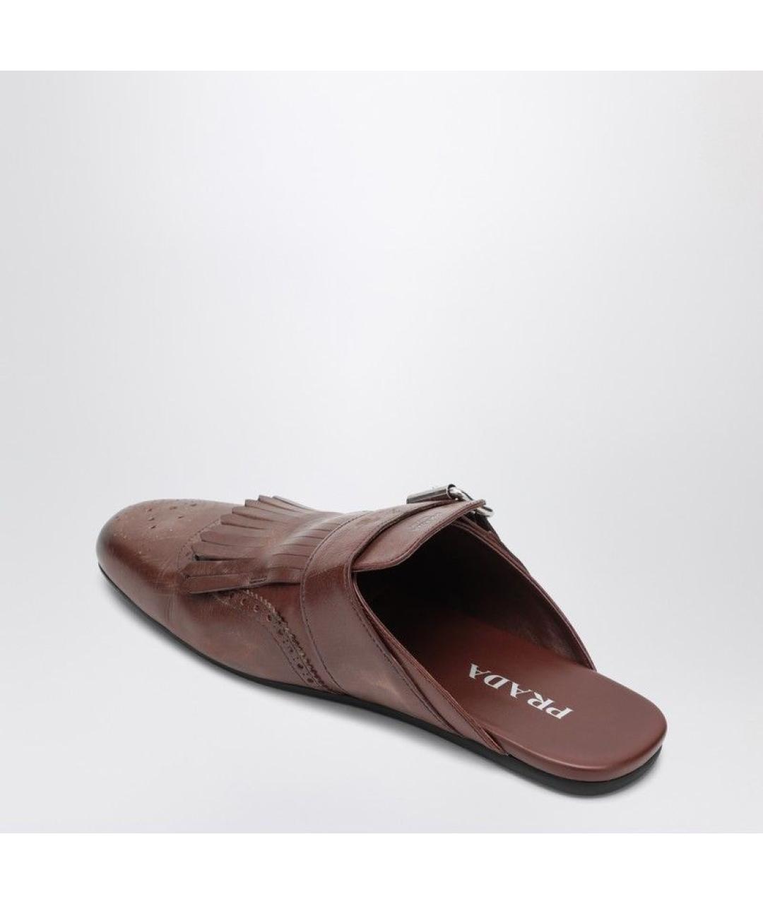 PRADA Коричневые кожаные мюли, фото 3