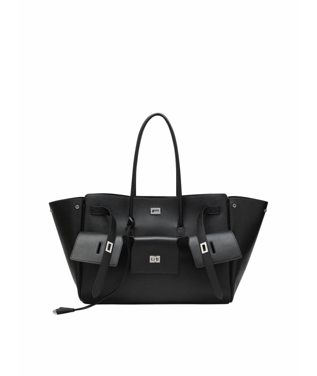 BALENCIAGA Черная кожаная сумка тоут, фото 1