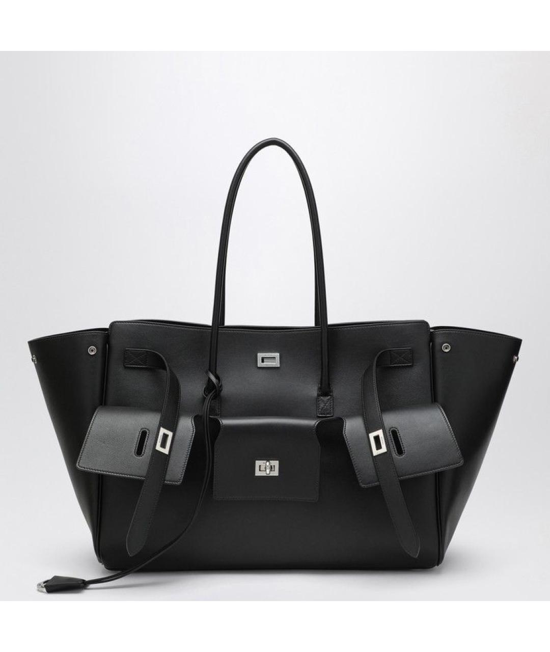 BALENCIAGA Черная кожаная сумка тоут, фото 3