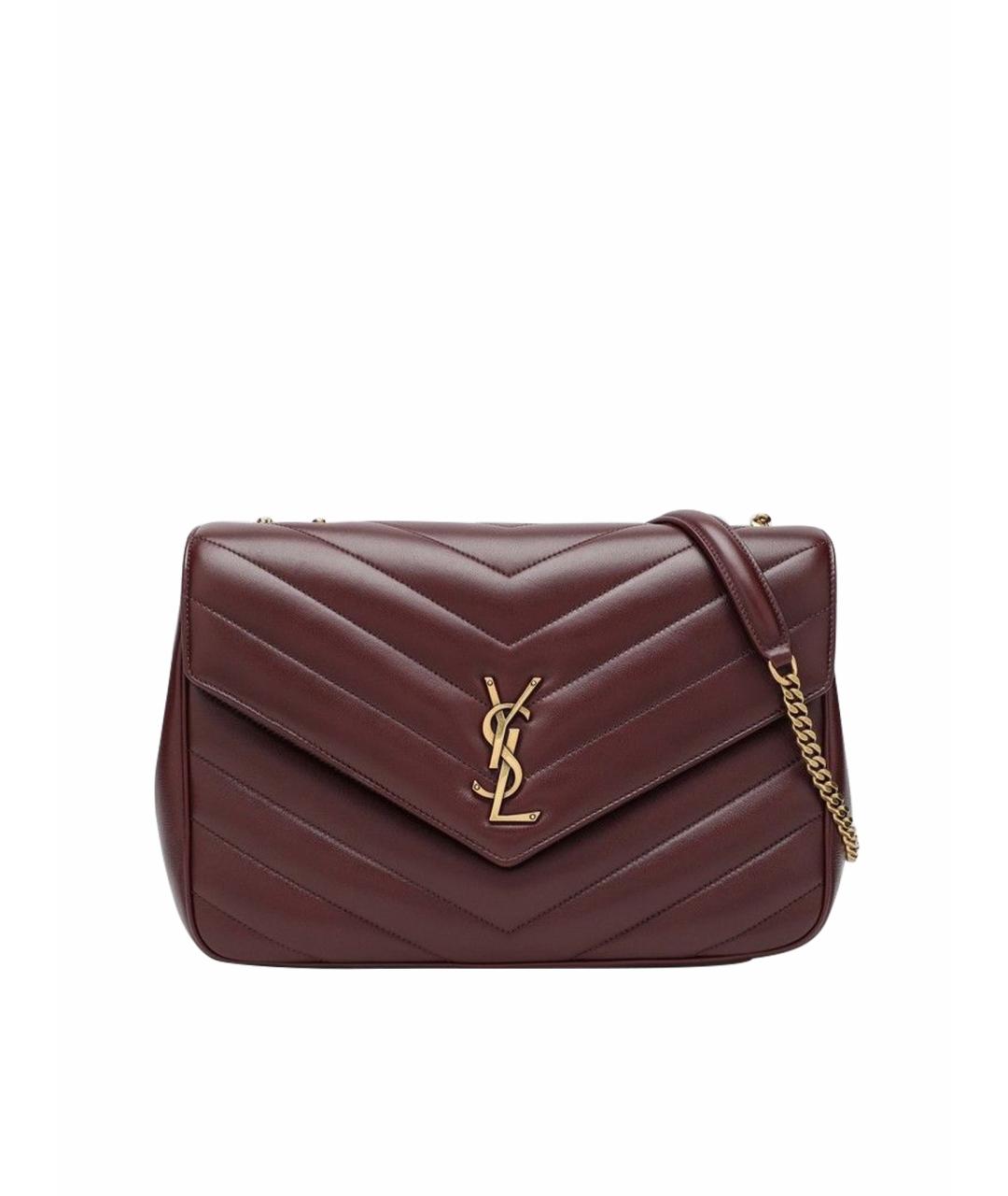 SAINT LAURENT Бордовая кожаная сумка через плечо, фото 1