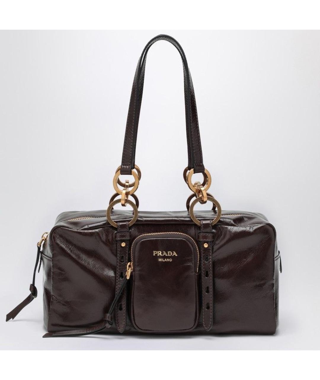 PRADA Коричневая кожаная сумка тоут, фото 3