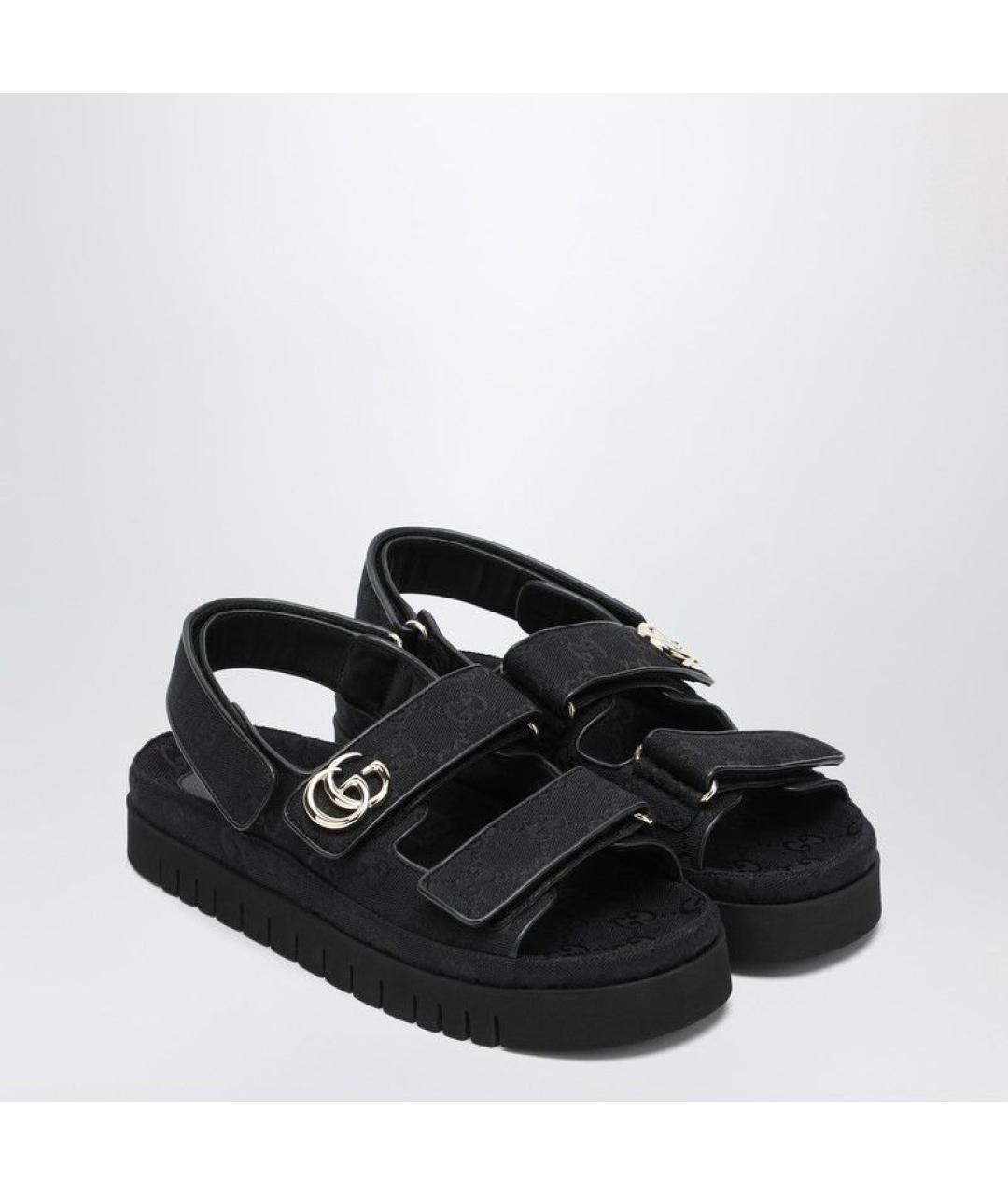 GUCCI Черные текстильные сандалии, фото 2