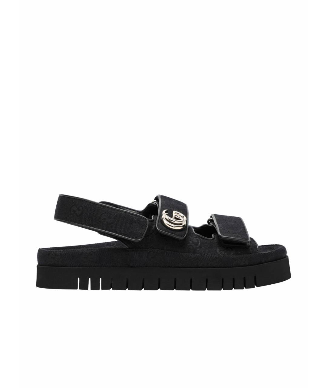GUCCI Черные текстильные сандалии, фото 1