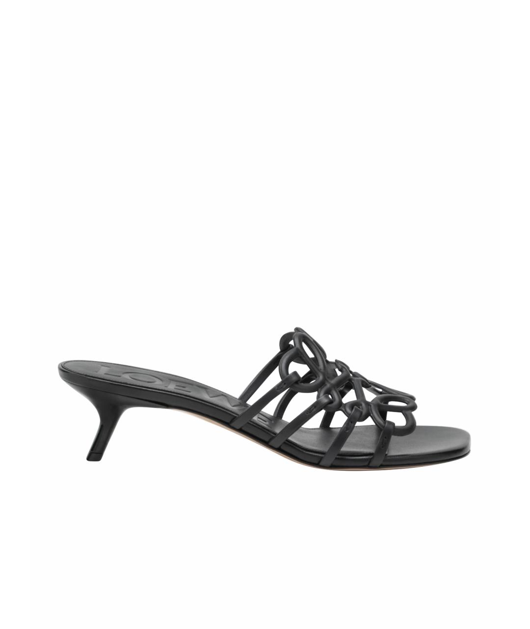 LOEWE Черные кожаные мюли, фото 1