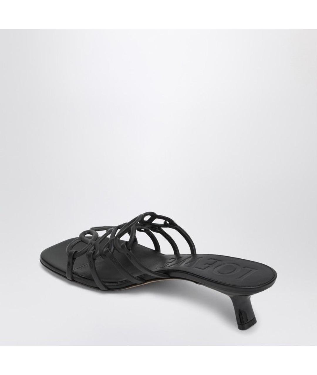 LOEWE Черные кожаные мюли, фото 3