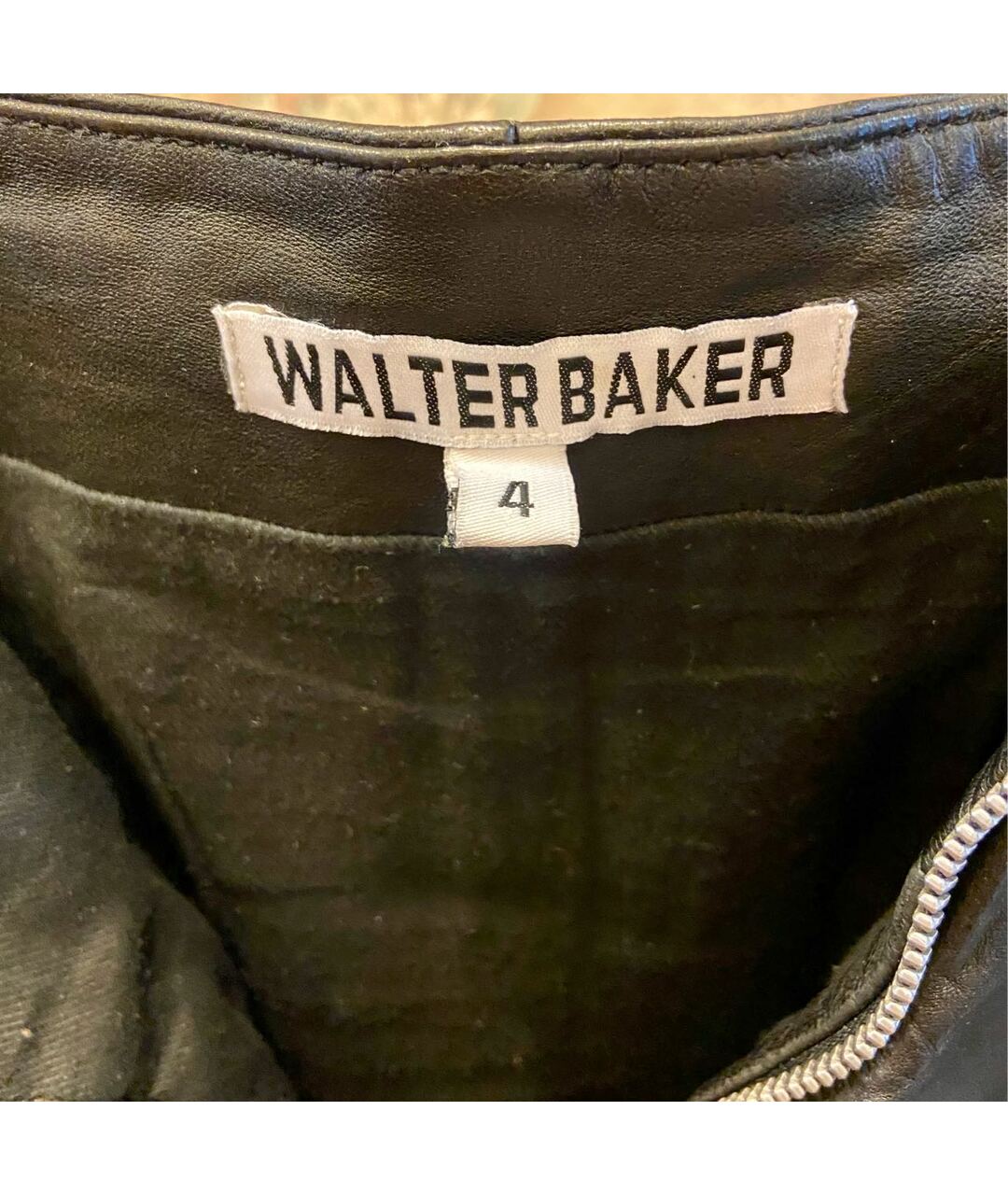 WALTER BAKER Черная кожаная юбка мини, фото 4