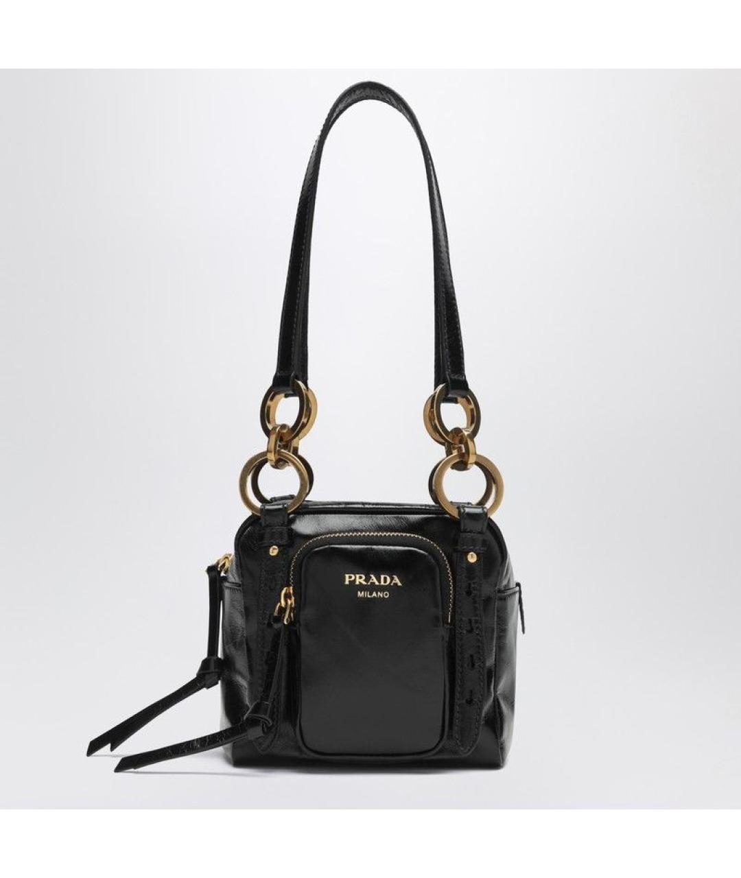 PRADA Черная кожаная сумка тоут, фото 3