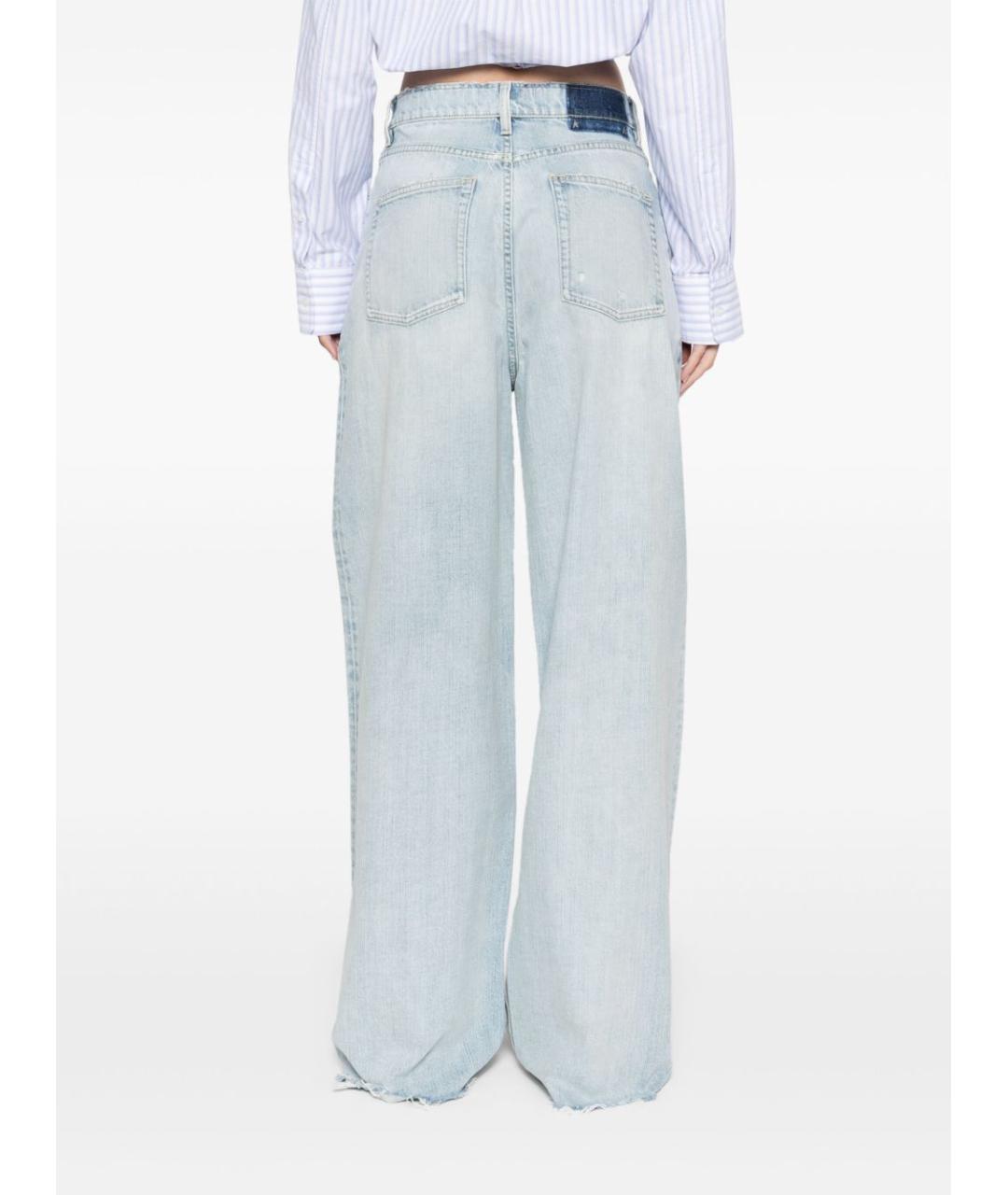 GOLDEN GOOSE DELUXE BRAND Голубые хлопковые прямые джинсы, фото 6
