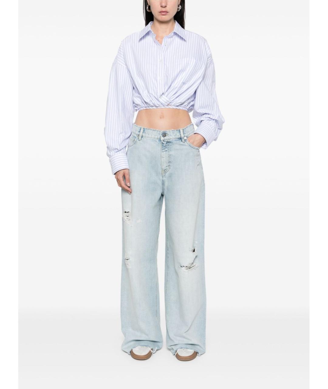 GOLDEN GOOSE DELUXE BRAND Голубые хлопковые прямые джинсы, фото 5