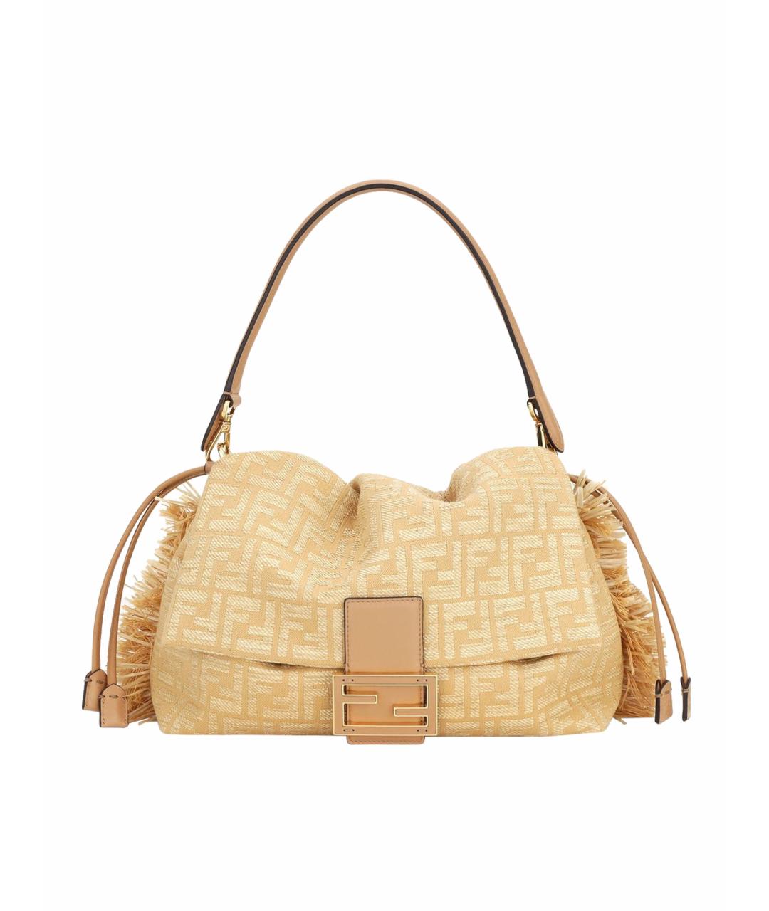 FENDI Бежевая жаккардовая сумка через плечо, фото 1