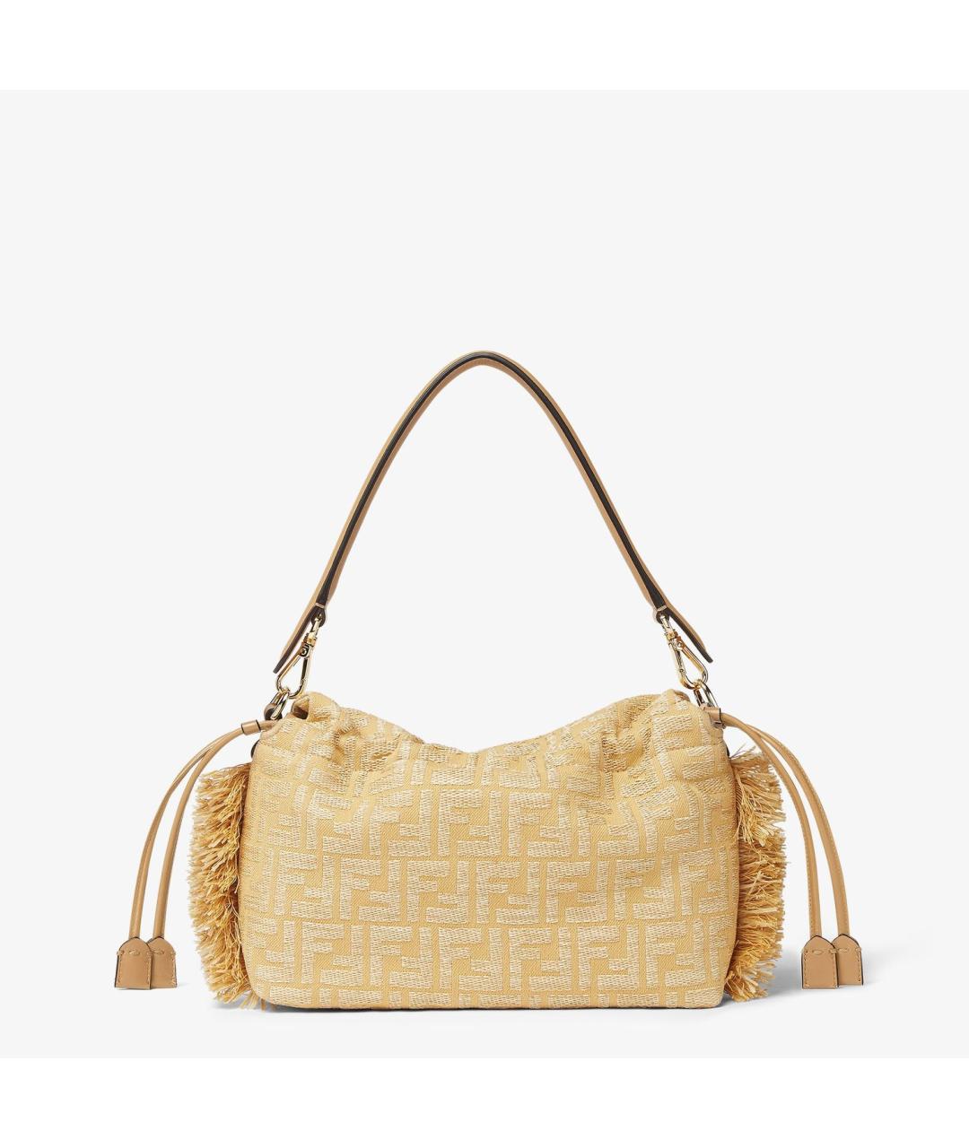 FENDI Бежевая жаккардовая сумка через плечо, фото 3